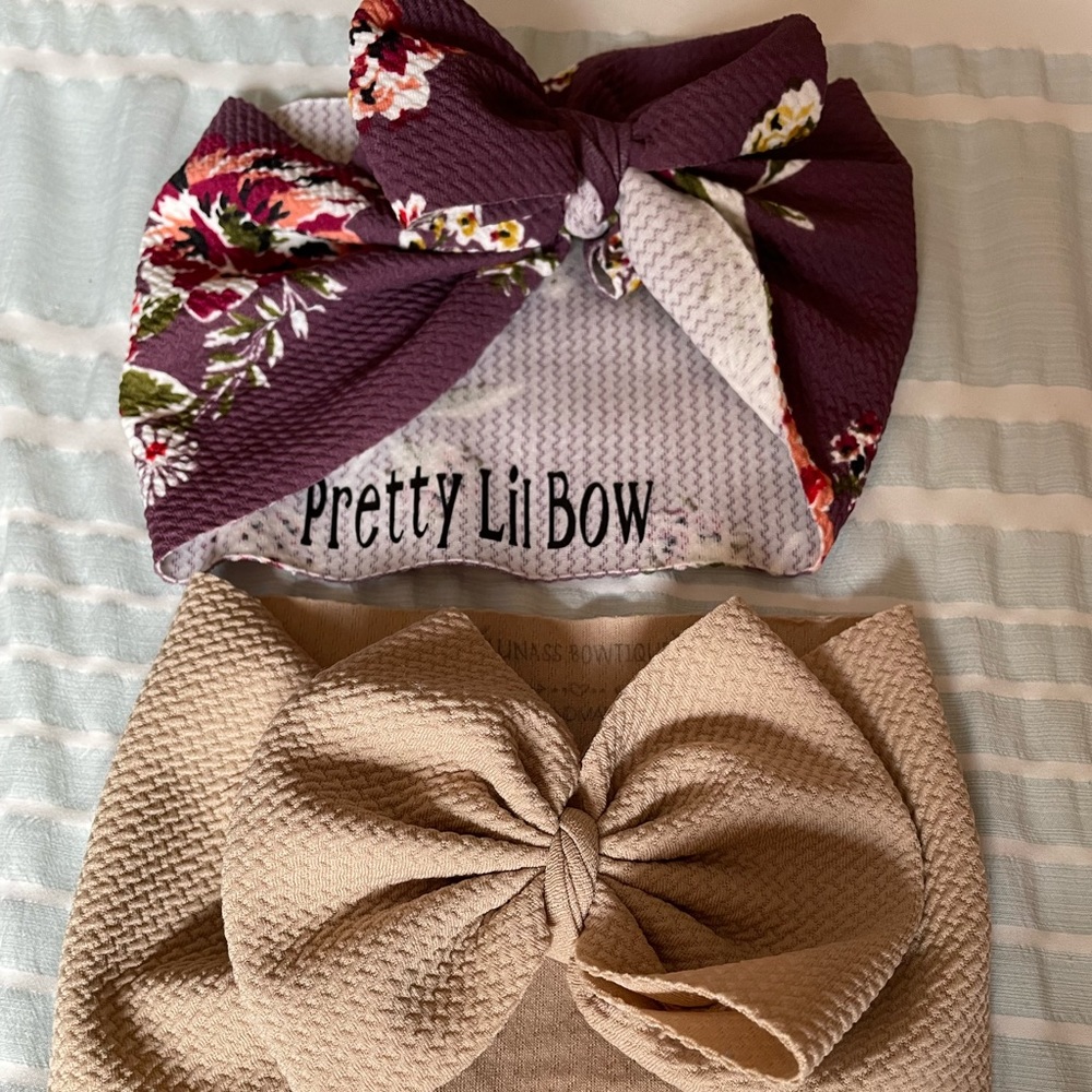 Burgundy and tan head wraps